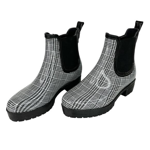 Jeffrey Campbell Cloudy Chelsea Plaid Rain Boots EU 38 US 7 - Picture 2 of 9